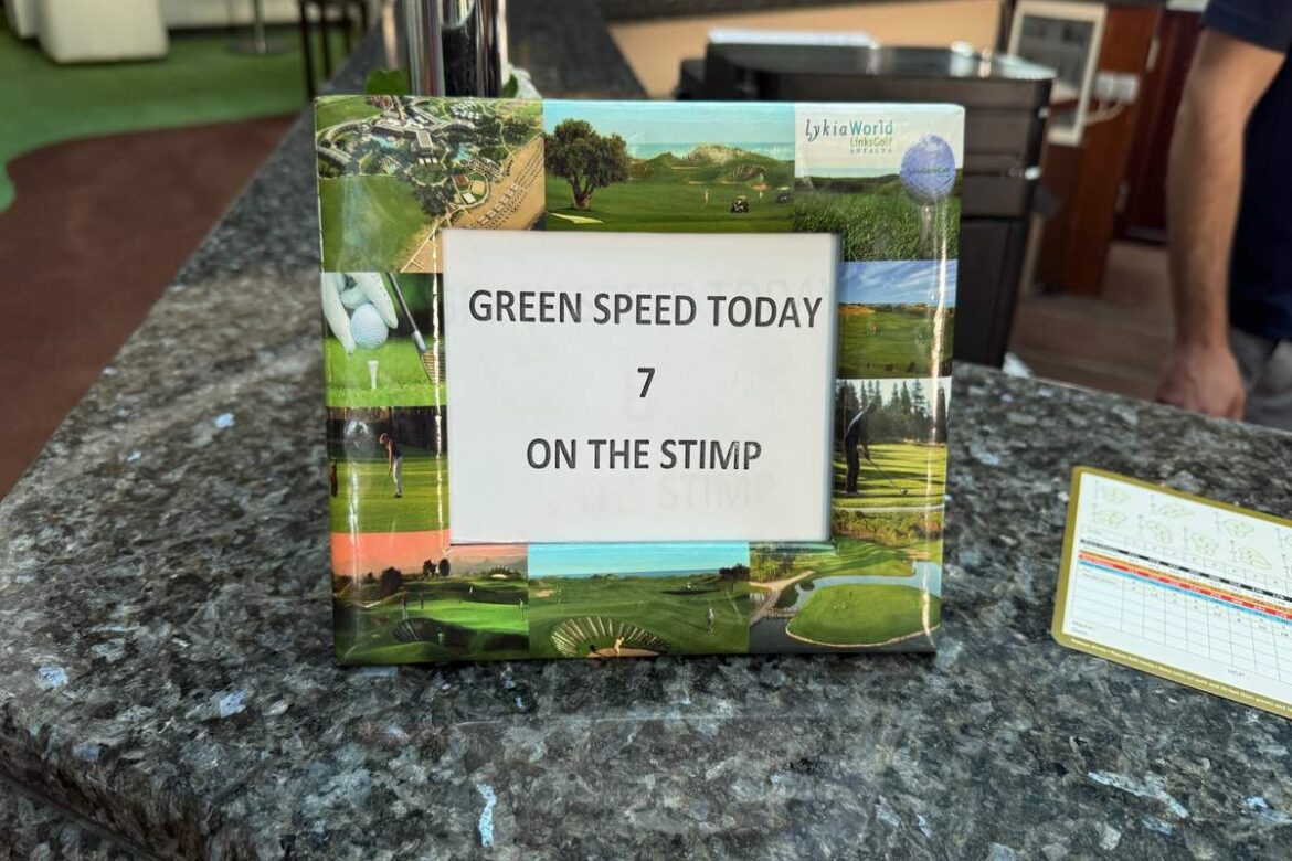 Green Speed Schild - Today Stimp 7 on the Green